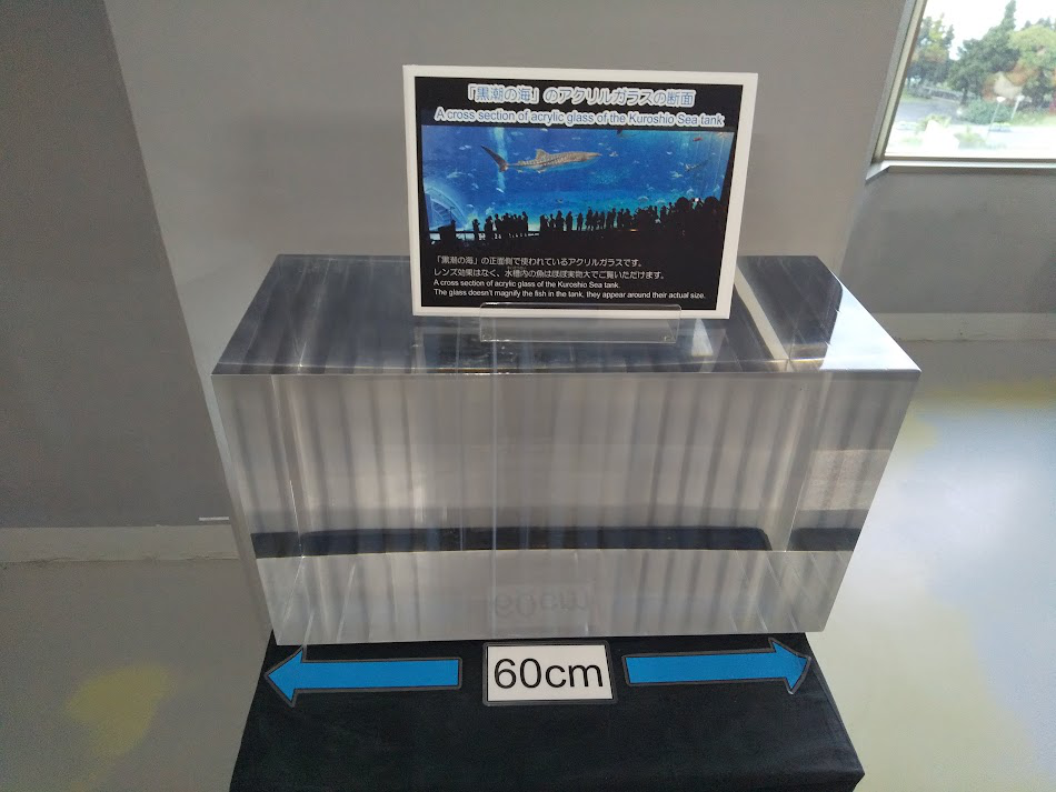 美ら海水族館に展示されている巨大水槽のガラスの断面図
